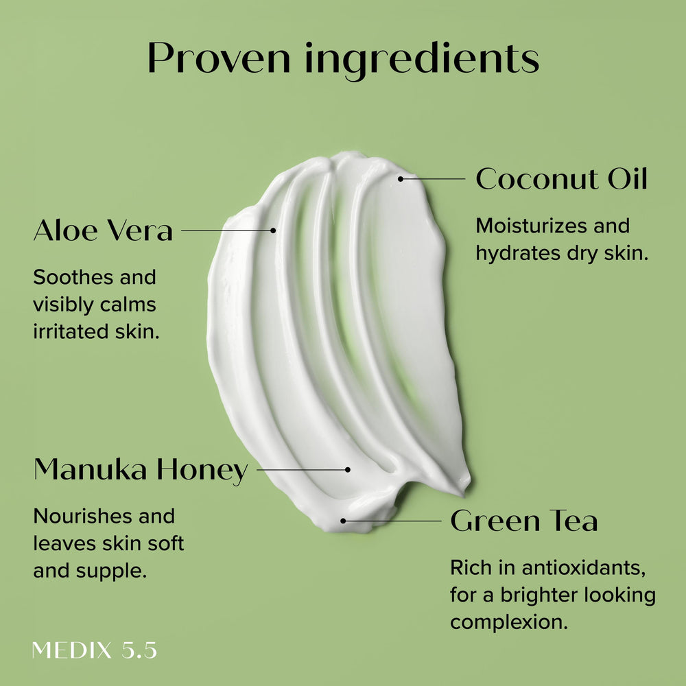 Medix 5.5 dermatologist-tested label signals trusted skincare formulation.