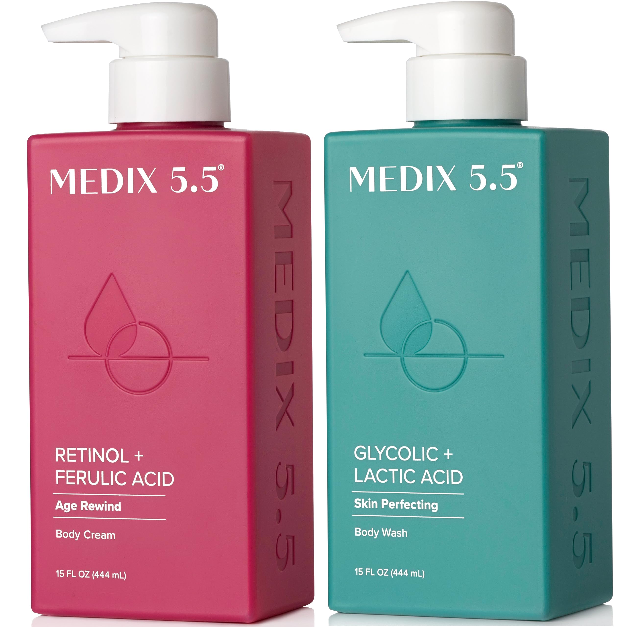 Medix 5.5 Exfoliating Wash bottle foaming action for smoother, refreshed skin.