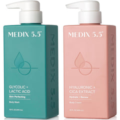 Medix 5.5 Exfoliating Wash foaming bottle demonstrates gentle cleansing for smoother skin