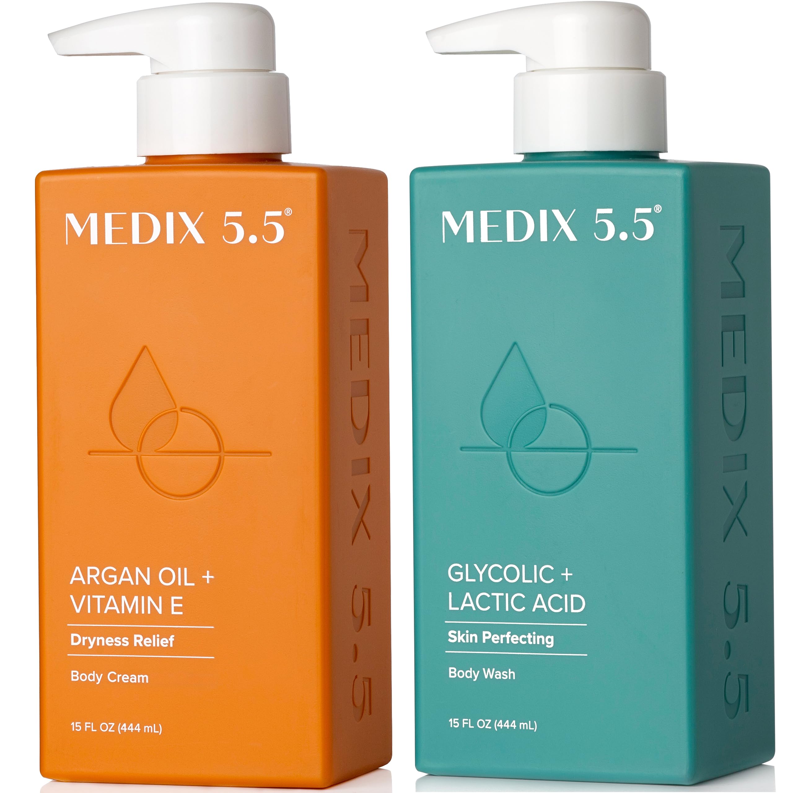Medix 5.5 Glycolic Acid Exfoliating Wash pump bottle for gentle daily cleansing and exfoliation.