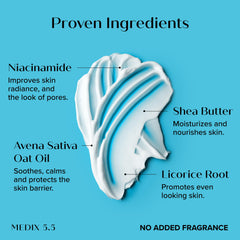 Medix 5.5 Niacinamide Lotion close-up highlighting vitamin E and aloe for soothing hydration