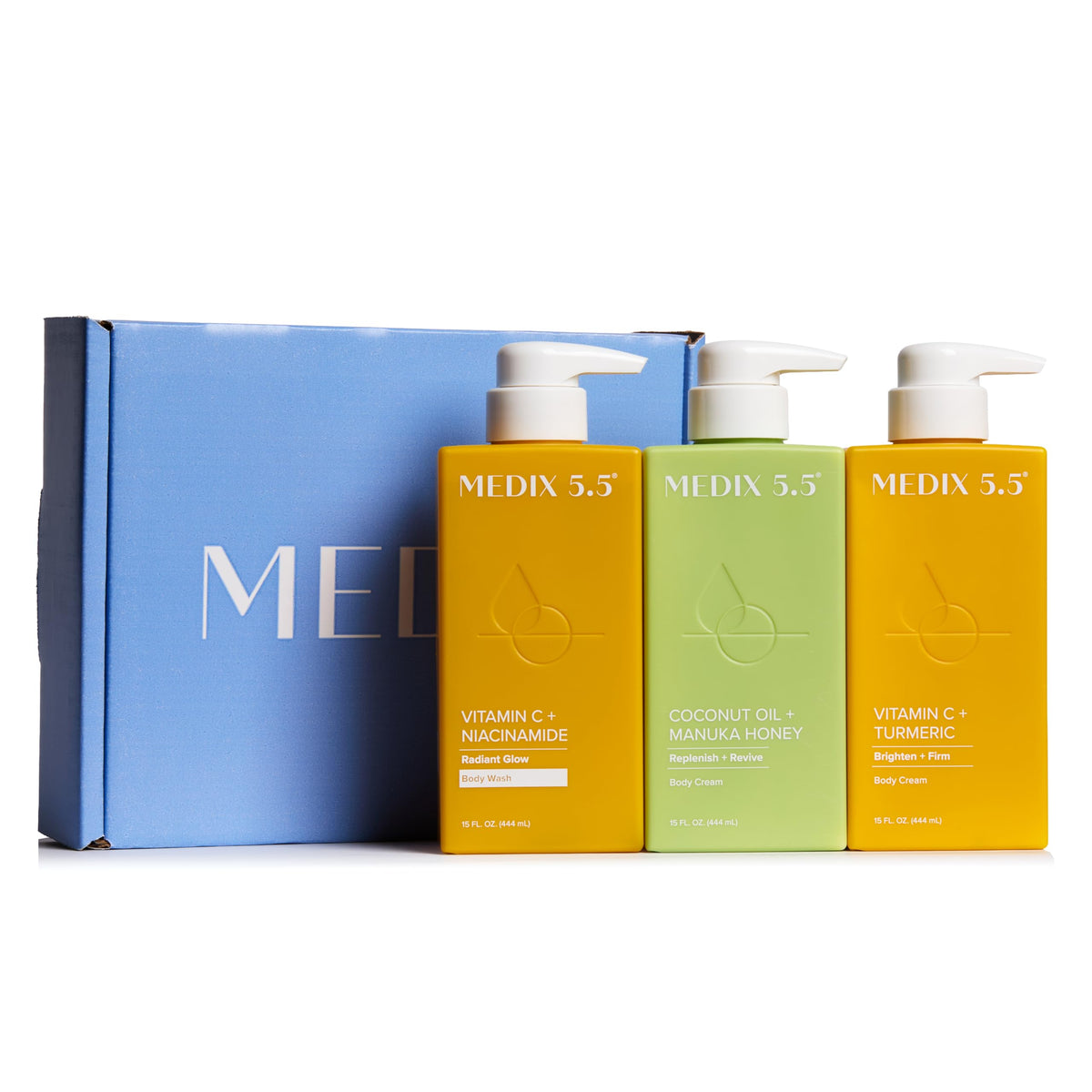 Medix 5.5 Nourish & Glow Citrus Wash bottle with foamy lather for refreshed skin.