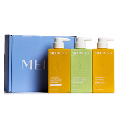 Medix 5.5 Nourish & Glow Citrus Wash bottle with foamy lather for refreshed skin.