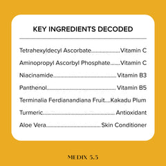 Medix 5.5 Radiant Glow Niacinamide and Vitamin C ingredients may support even tone