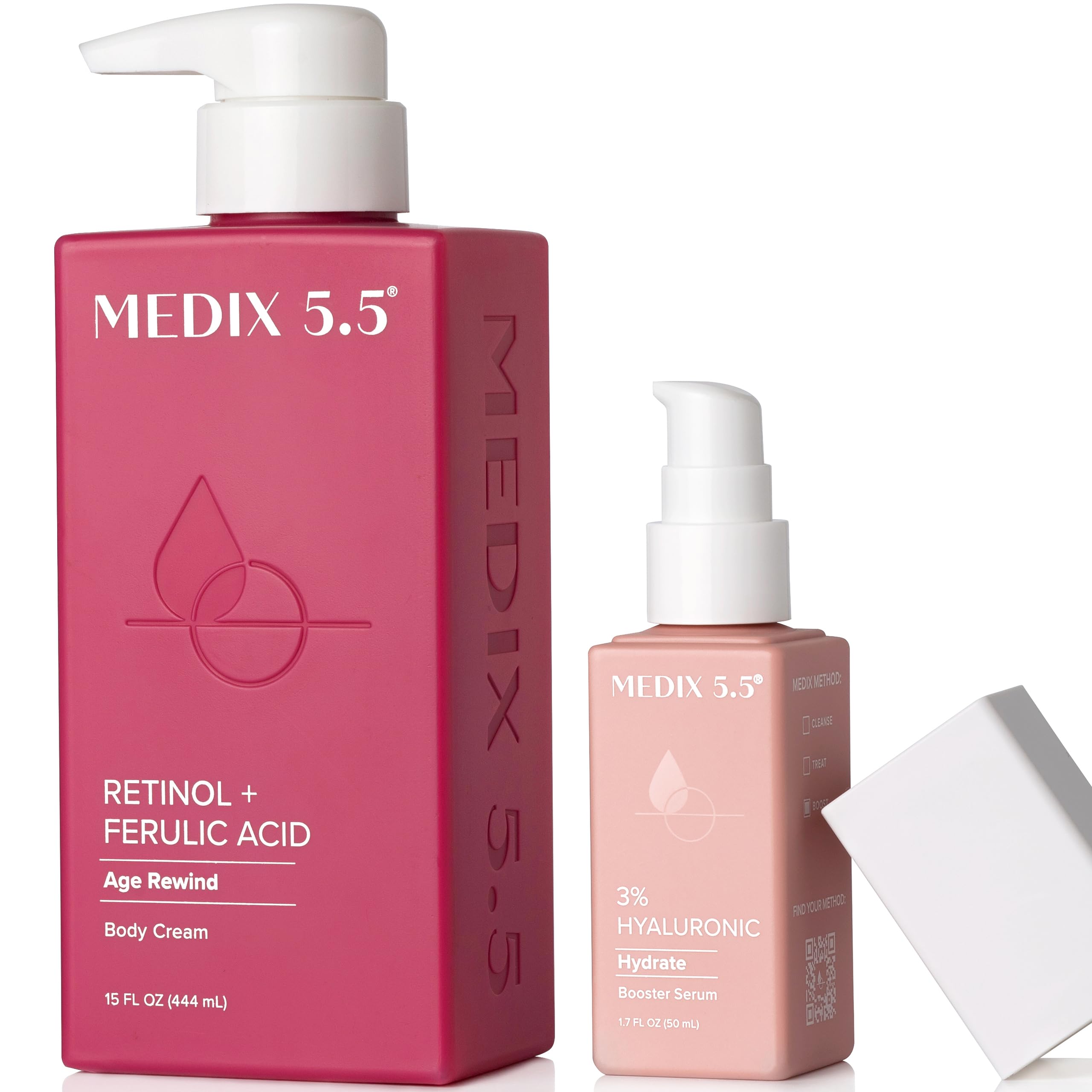 Medix 5.5 Retinol Body Lotion bottle promises smoother, firmer-looking skin.