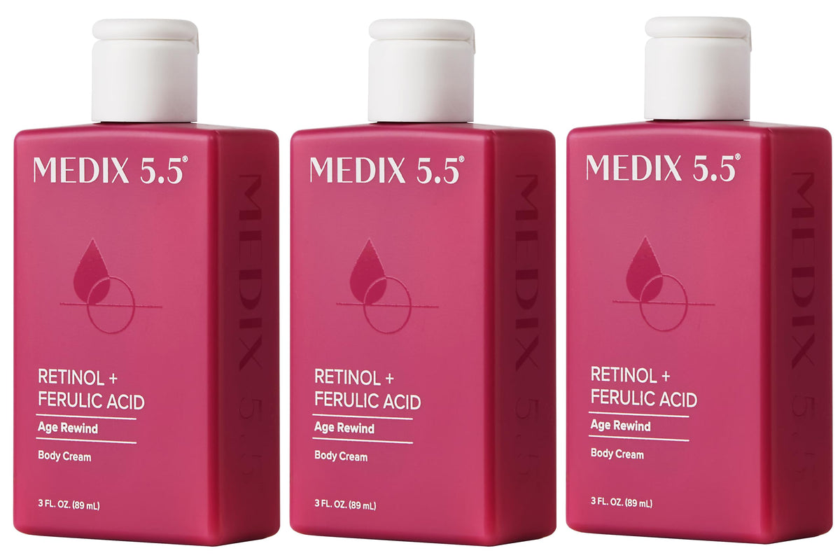 Medix 5.5 Retinol Body Lotion bottle for travel-friendly firming.