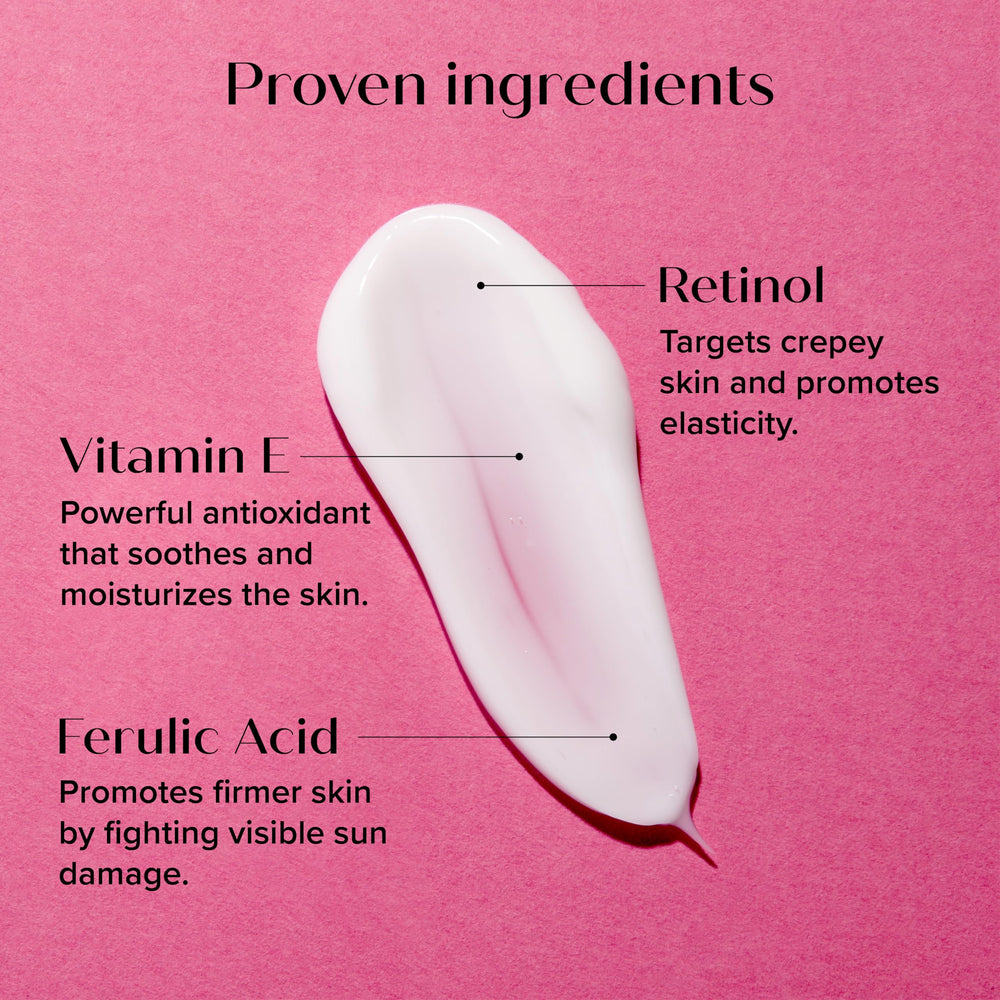 Medix 5.5 Retinol Cream texture shown for firming and smoothing.