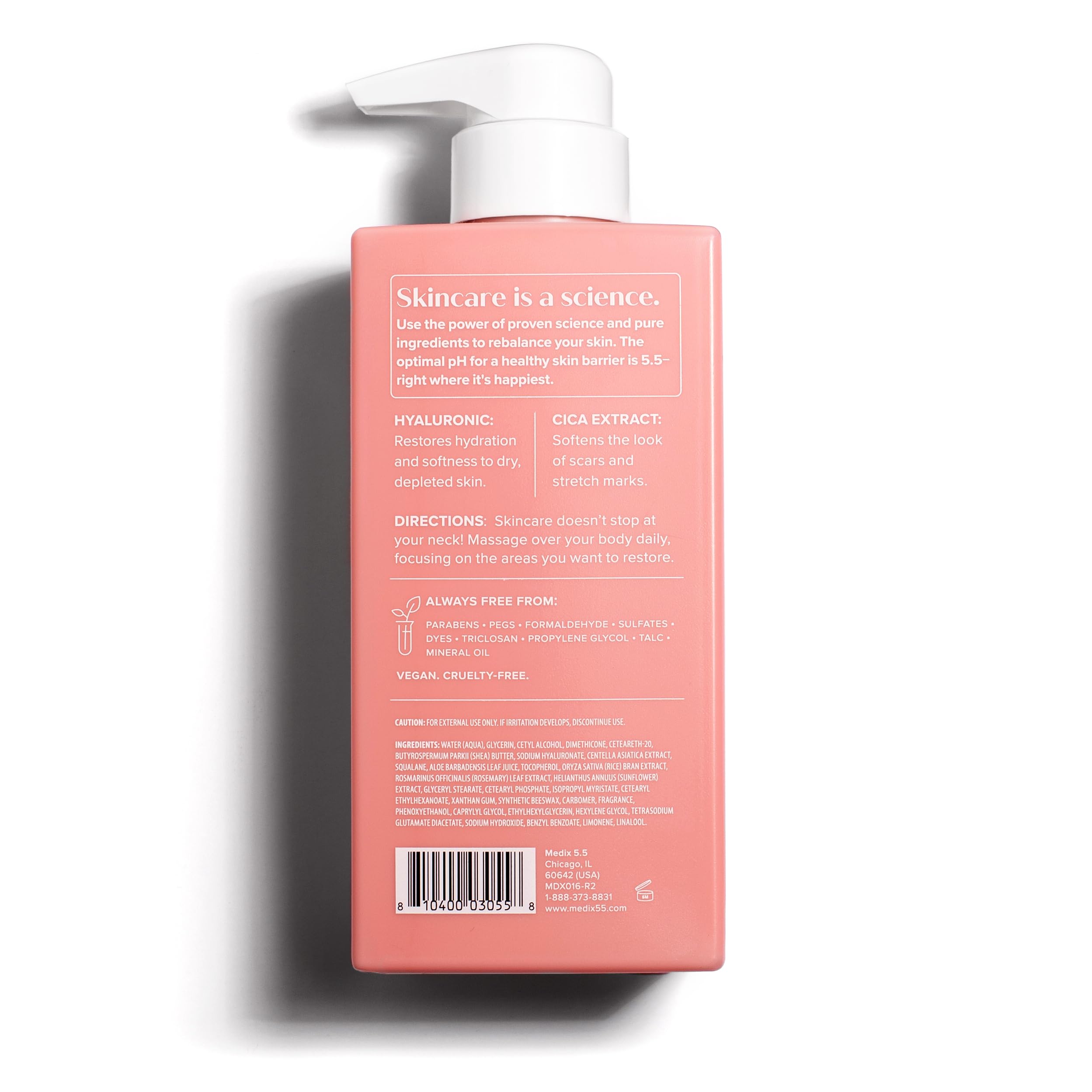 Medix 5.5 vegan cruelty-free seal confirms ethical skincare.