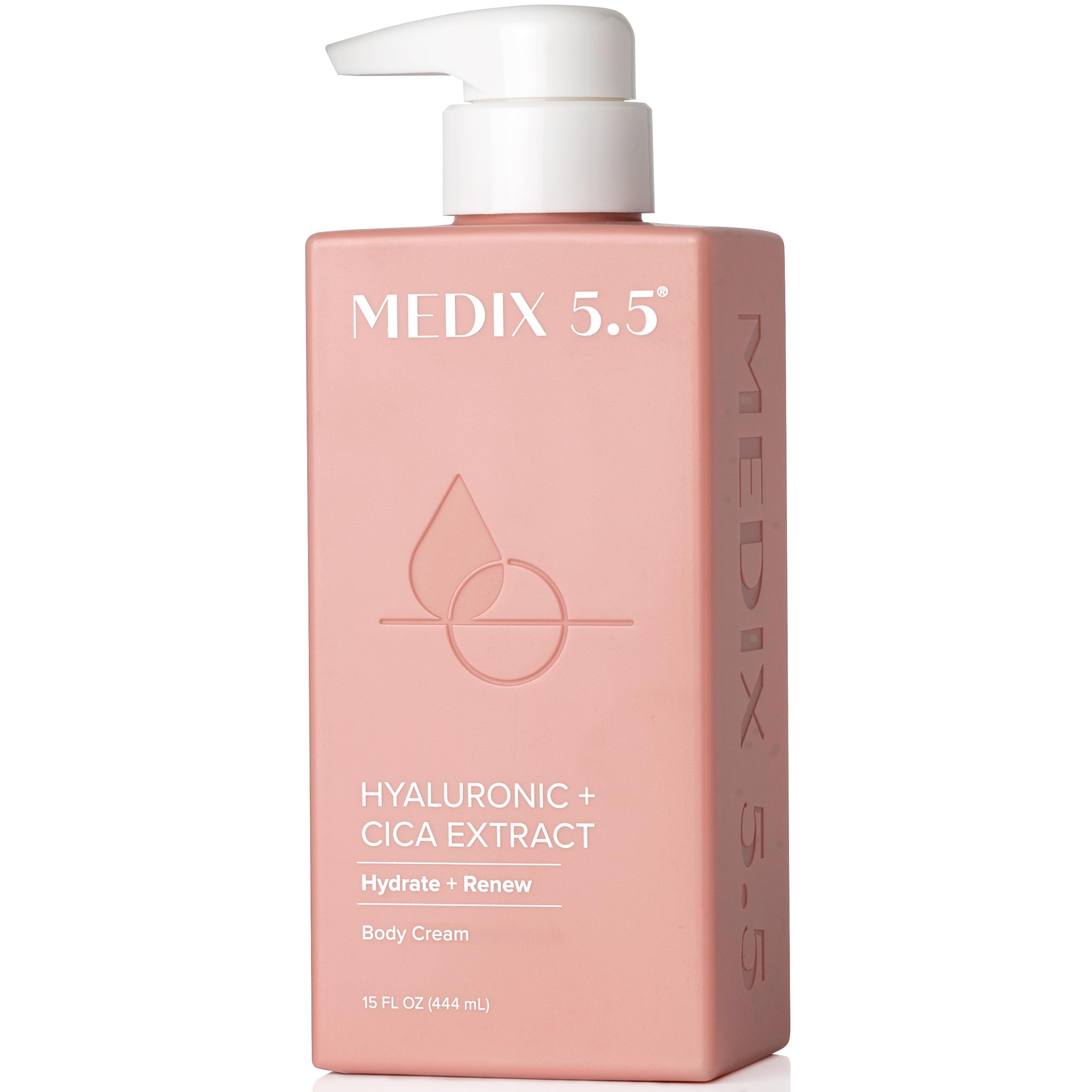 Medix 5.5 Hyaluronic Acid Cream Body Lotion bottle delivers hydrating moisture for soft skin