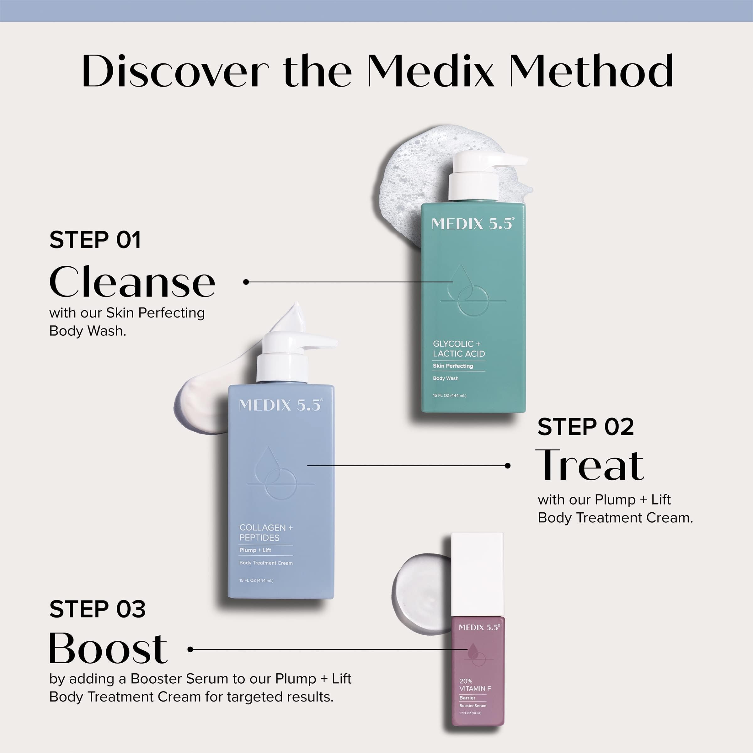 Medix 5.5 Exfoliating Wash foam close-up highlighting gentle exfoliation for radiant, refreshed skin.