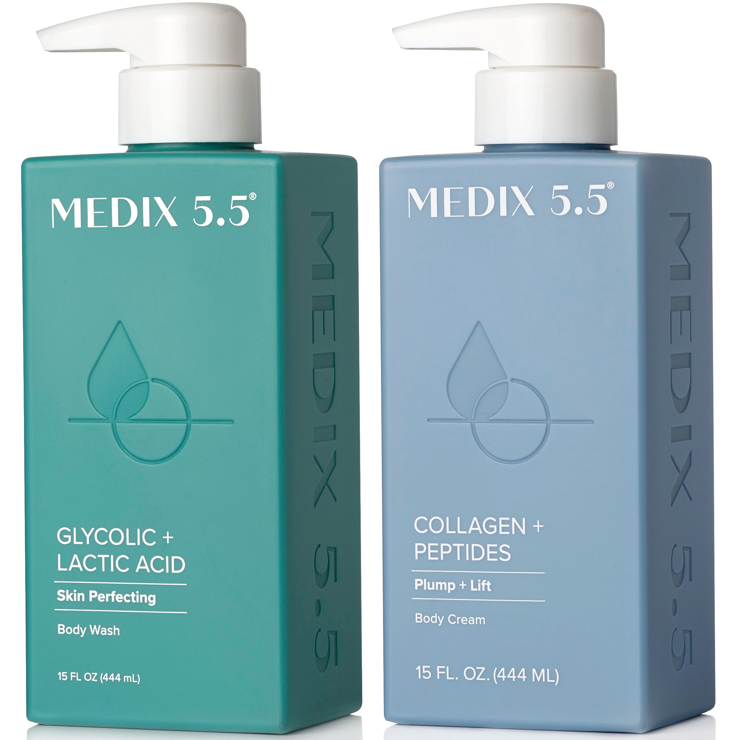 Medix 5.5 Exfoliating Wash pump bottle for foaming cleansing and smoother skin.