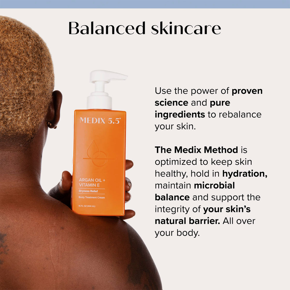 Medix 5.5 shower routine scene conveys luxurious self-care after a bath or shower