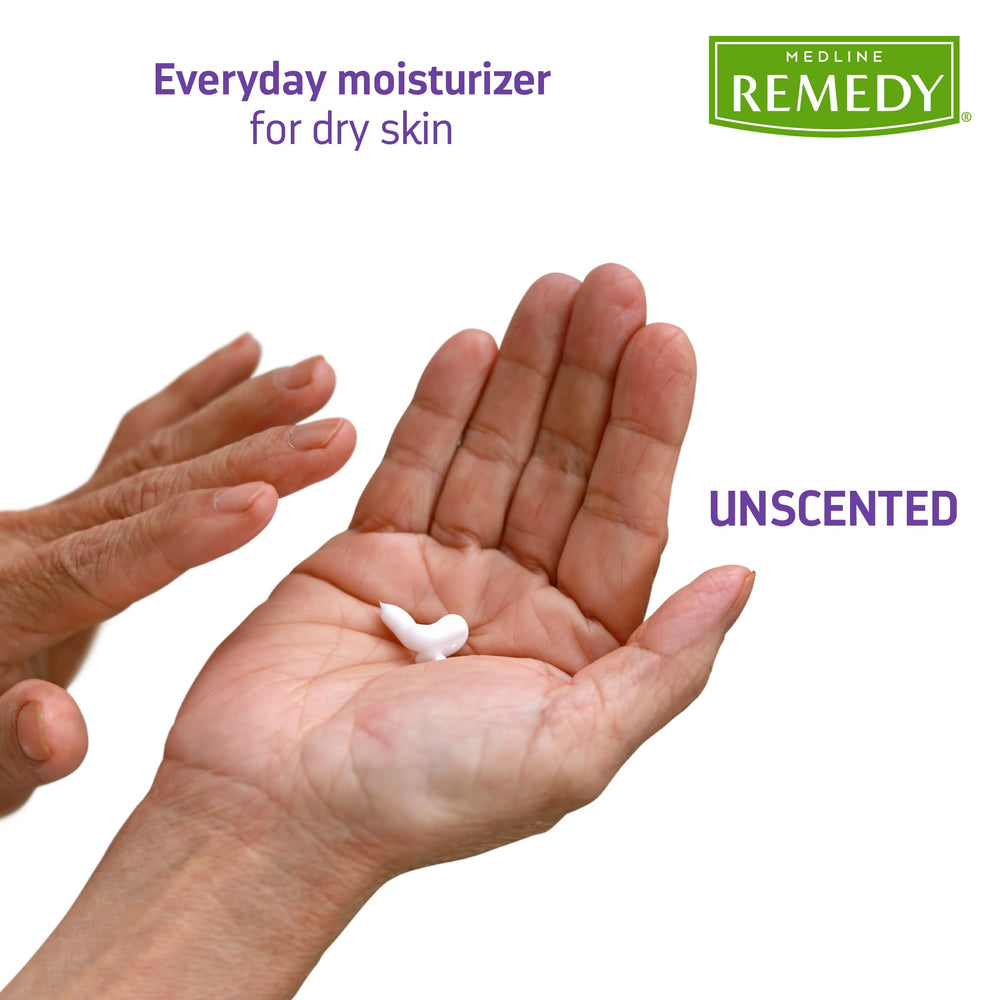 Medline Remedy Essentials unscented lotion provides a non-greasy finish for all-day wear.