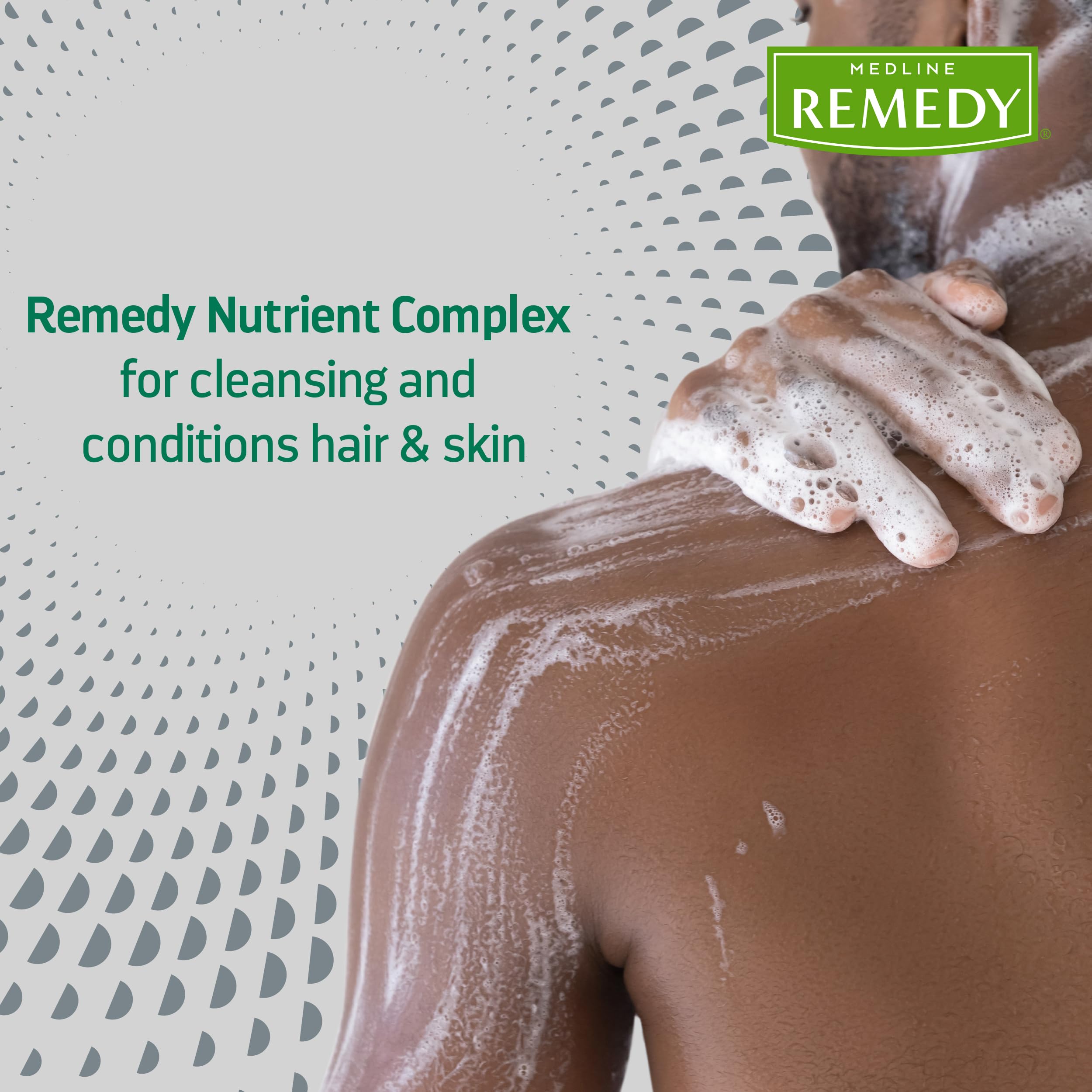 Medline Remedy foam on skin application demonstrates easy cleansing without water.