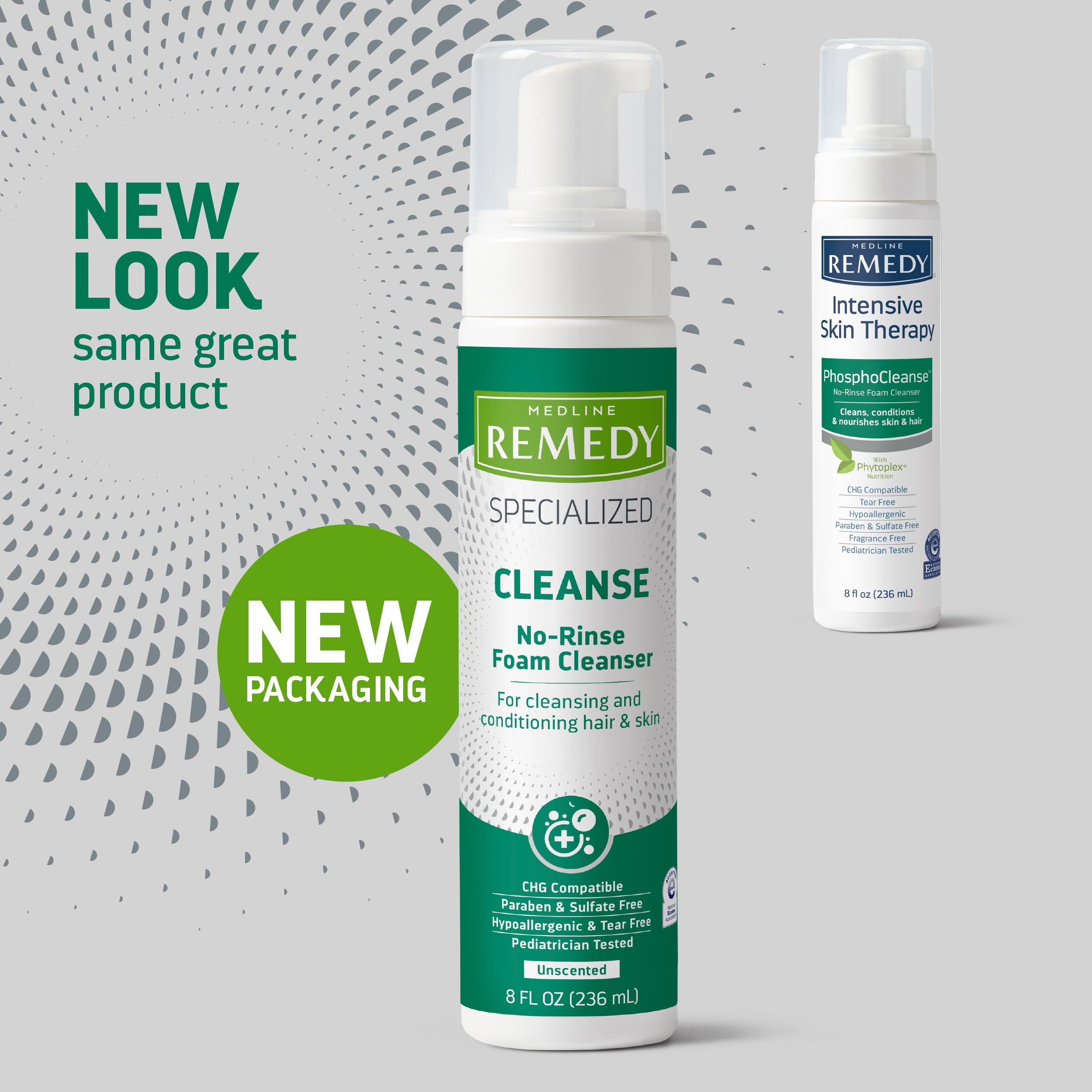Medline Remedy no-rinse foam-dispense shows convenient application.