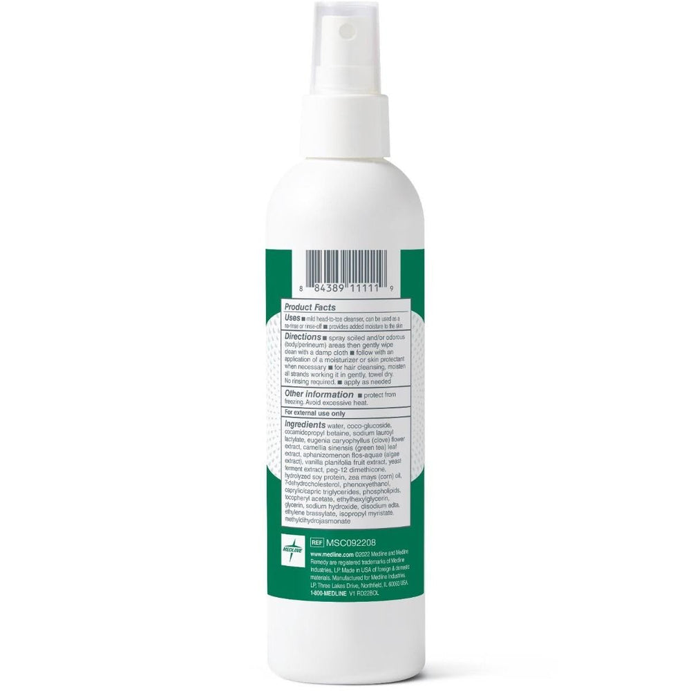 Medline Remedy Phytoplex Hydrating Spray Cleanser with pump for easy bedside use.