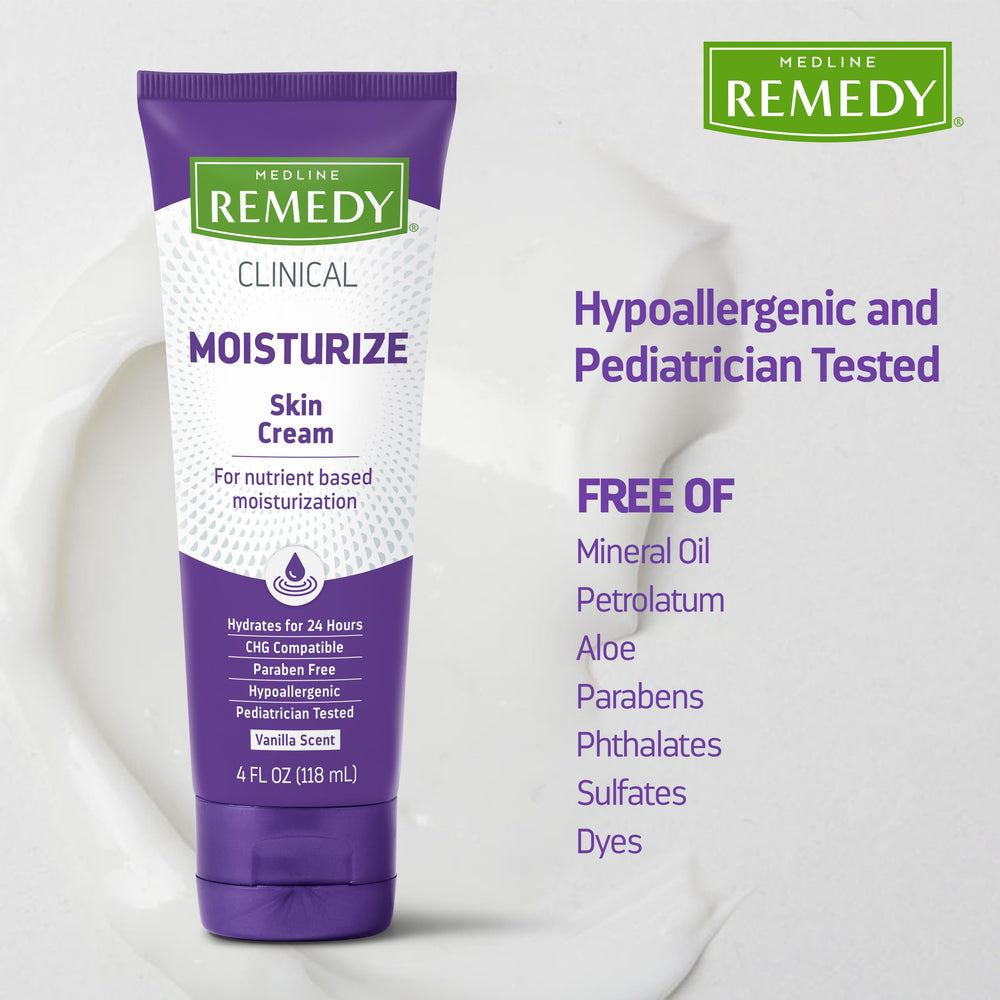 Medline Remedy Phytoplex Nourishing Skin Cream bottle side highlights easy absorption.