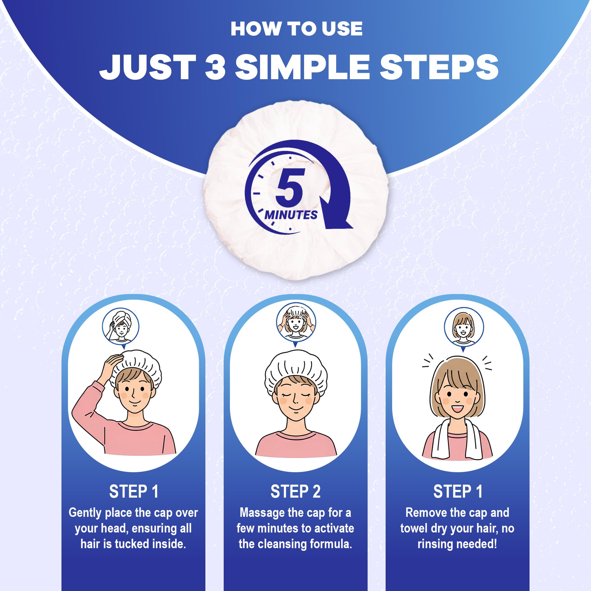 MedVance Aplicación masaje cabelludo 5–10 minutos para limpieza.