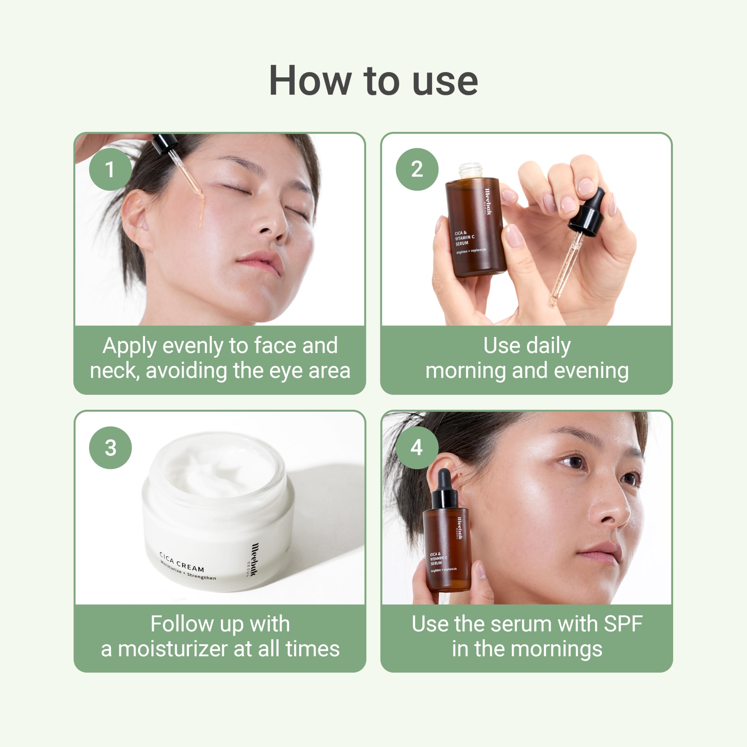 Meebak Vitamin C Serum day glow on skin surface reinforces radiance potential