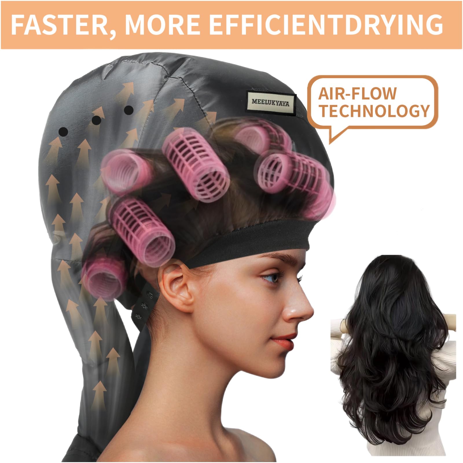 MEELUKYAYA bonnet ensures even heat distribution for smooth curls.