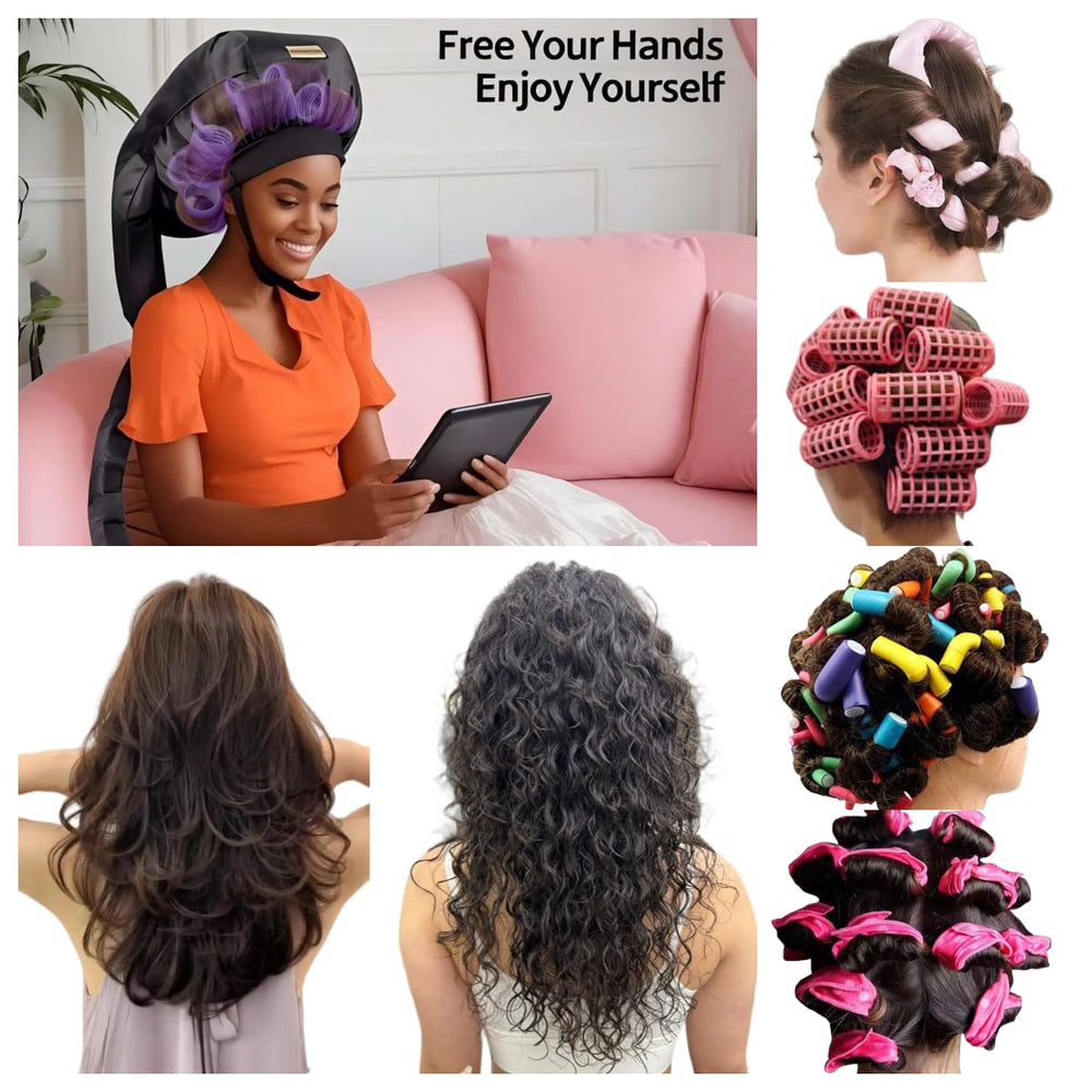 MEELUKYAYA bonnet travel-ready for hotel stays and on-the-go curls.