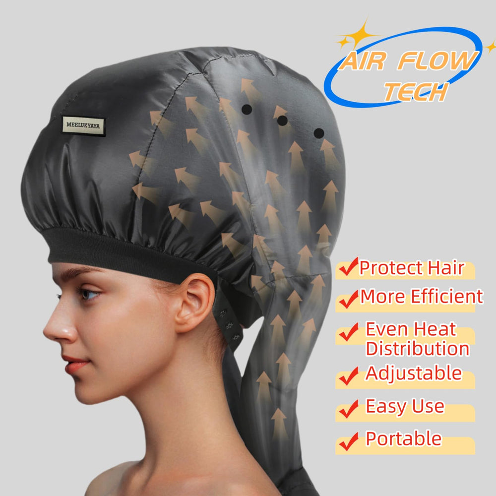 MEELUKYAYA bonnet dryer hood with ventilation holes for faster, uniform drying of curls