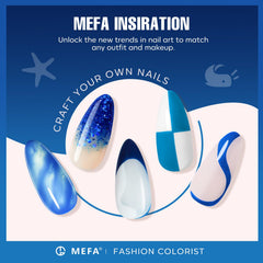 MEFA Esmalte gel azul lago, color suave para uñas modernas