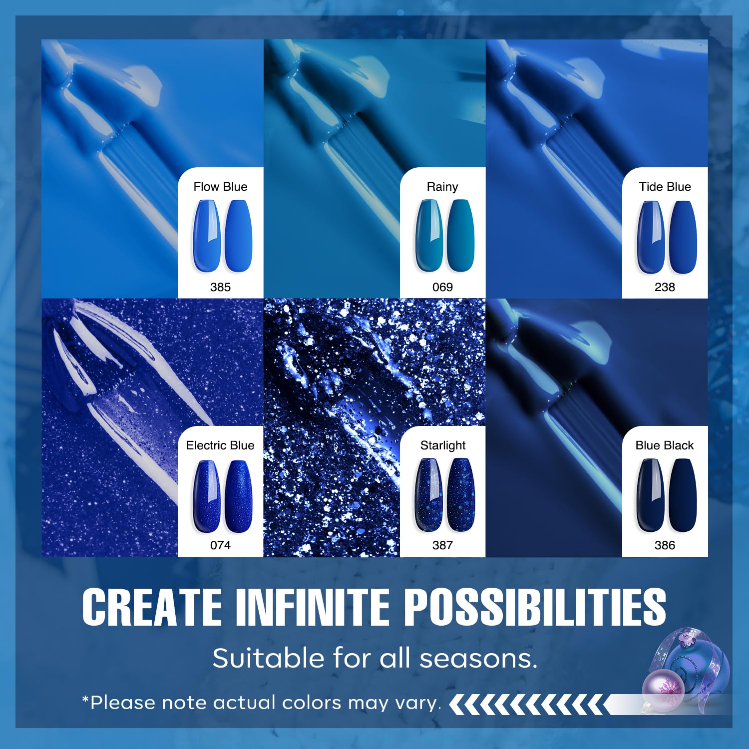 MEFA Esmalte gel azul pavo real, tono vibrante para estilo audaz