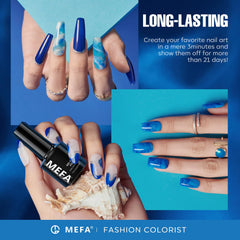 MEFA Esmalte gel azul zafiro, color vivo para un acabado luminoso