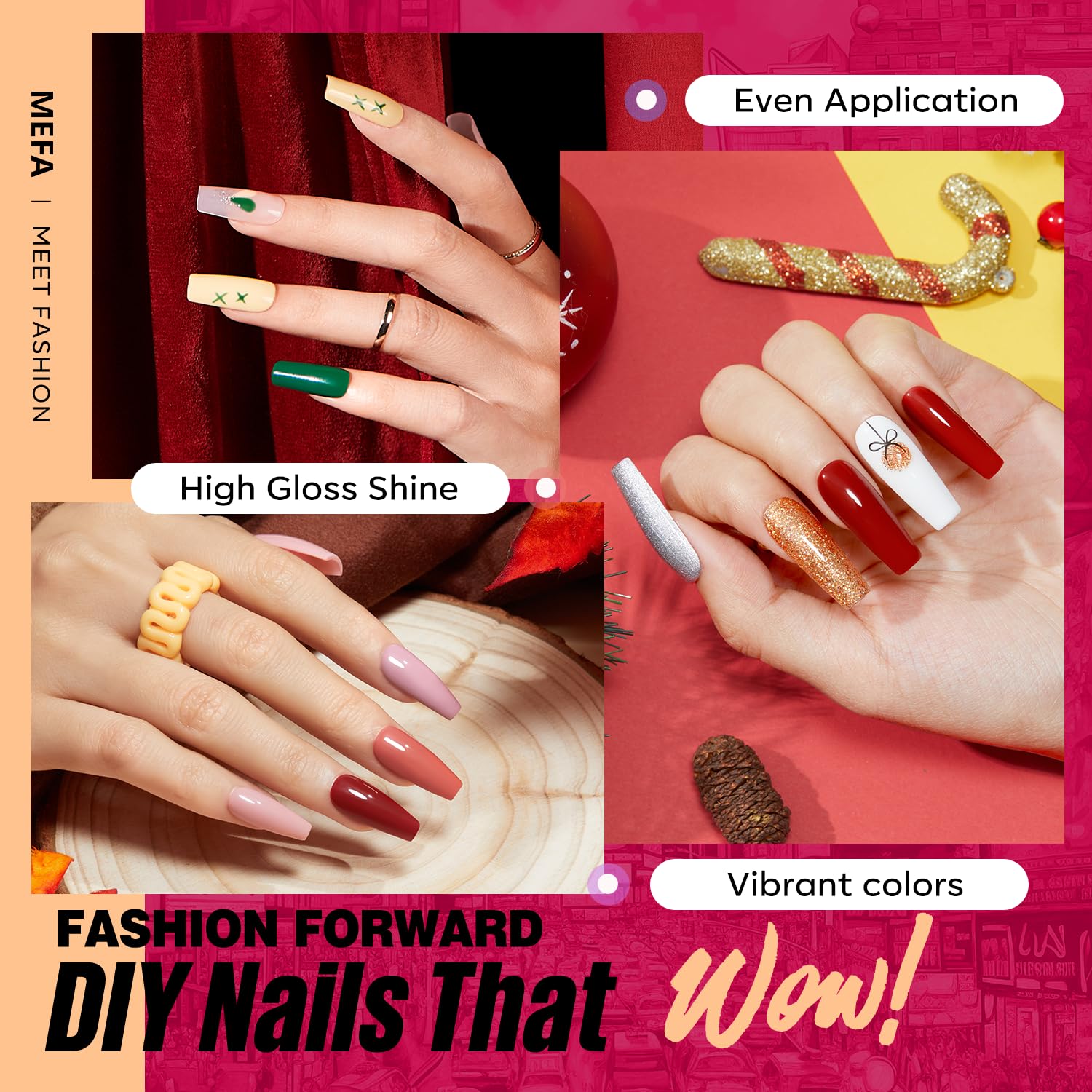 MEFA nails show multiple shades for versatile autumn looks with coordinated color options