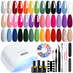 MEFA gel nail kit 20 colors swatches show versatile options for home manicures