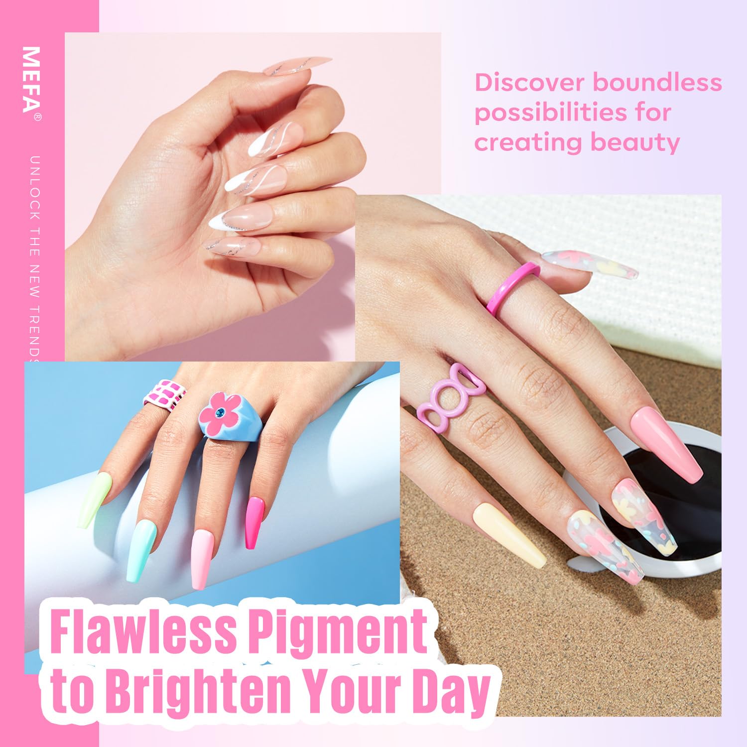 MEFA glossy top coat 7ml delivers shiny, chip-resistant finish.