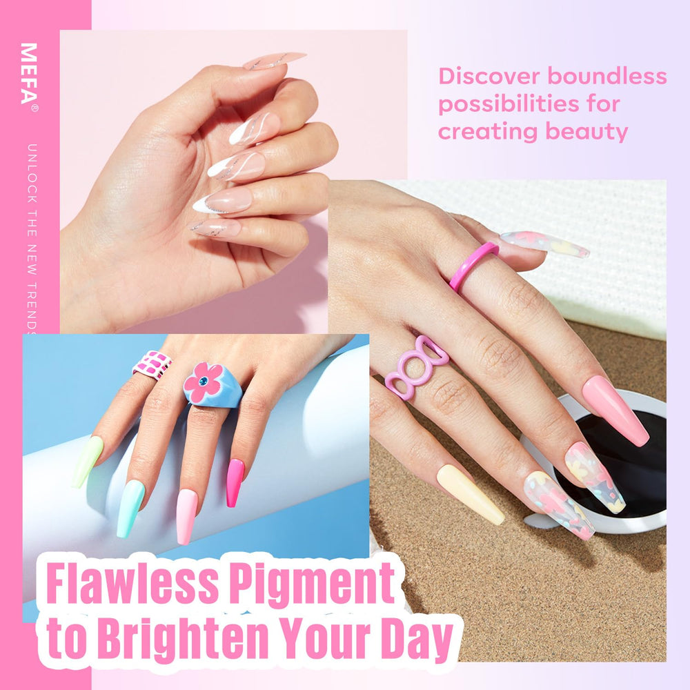 MEFA glossy top coat 7ml delivers shiny, chip-resistant finish.