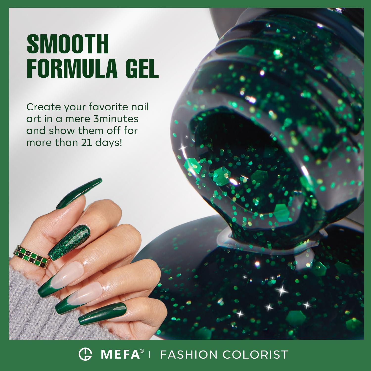MEFA sparkling glitter swatch conveys luxe sparkle with versatility