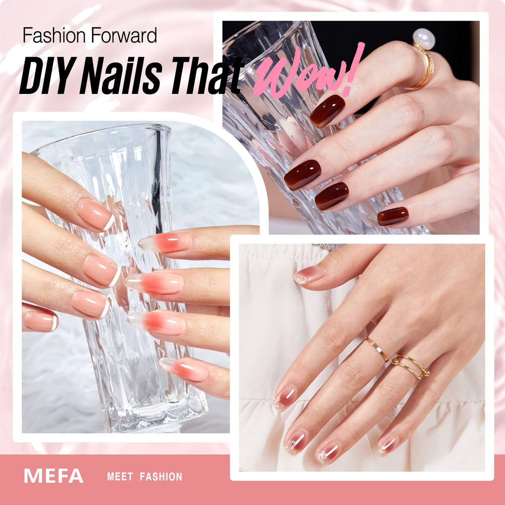 MEFA jelly gel glitter red shade swatch for festive nail art.