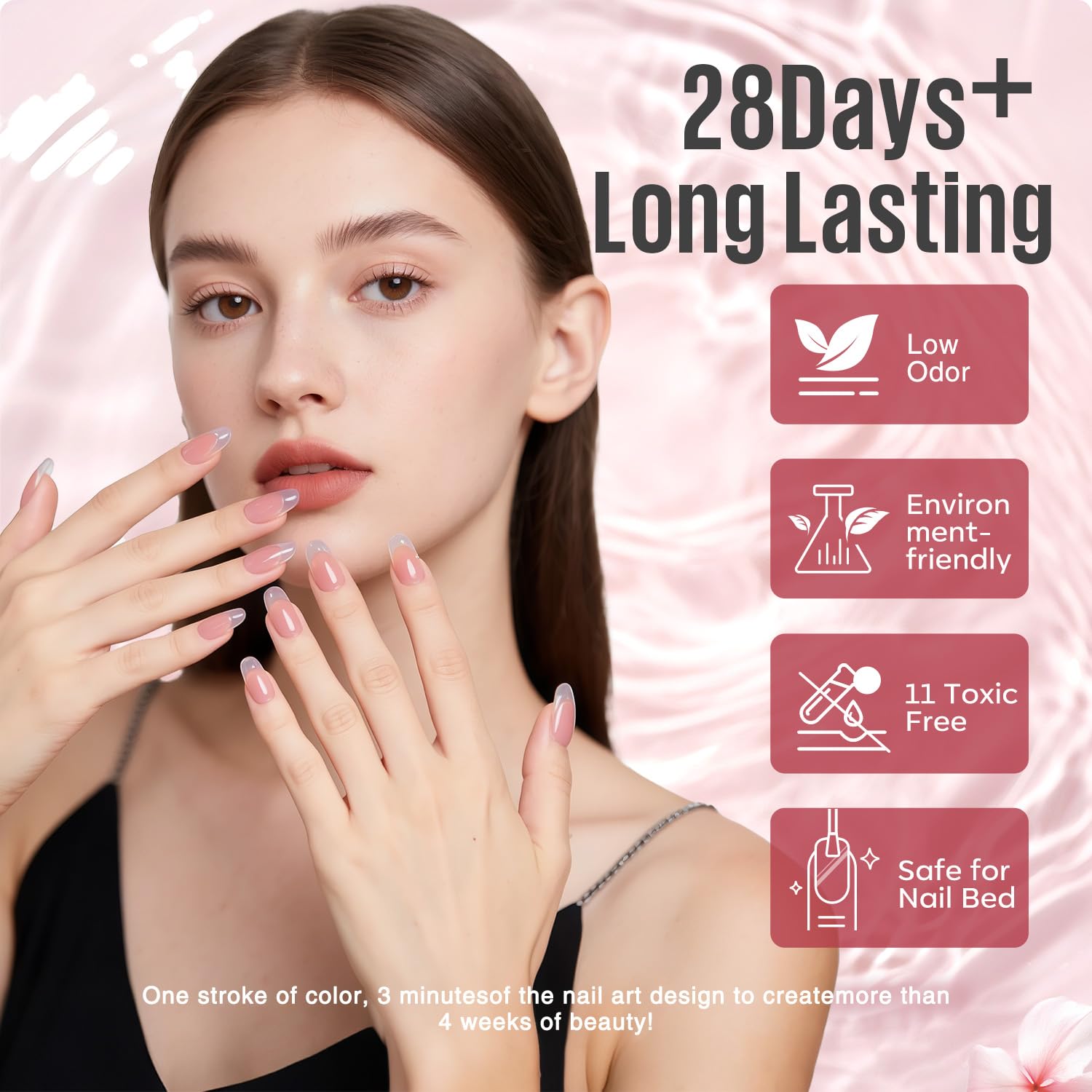 MEFA jelly gel long-lasting formula shown with smooth finish.