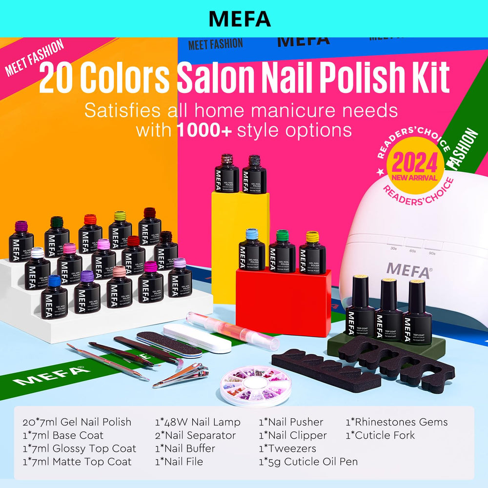 MEFA nail-art-tools-set with rhinestones and cuticle fork for precise DIY manicures