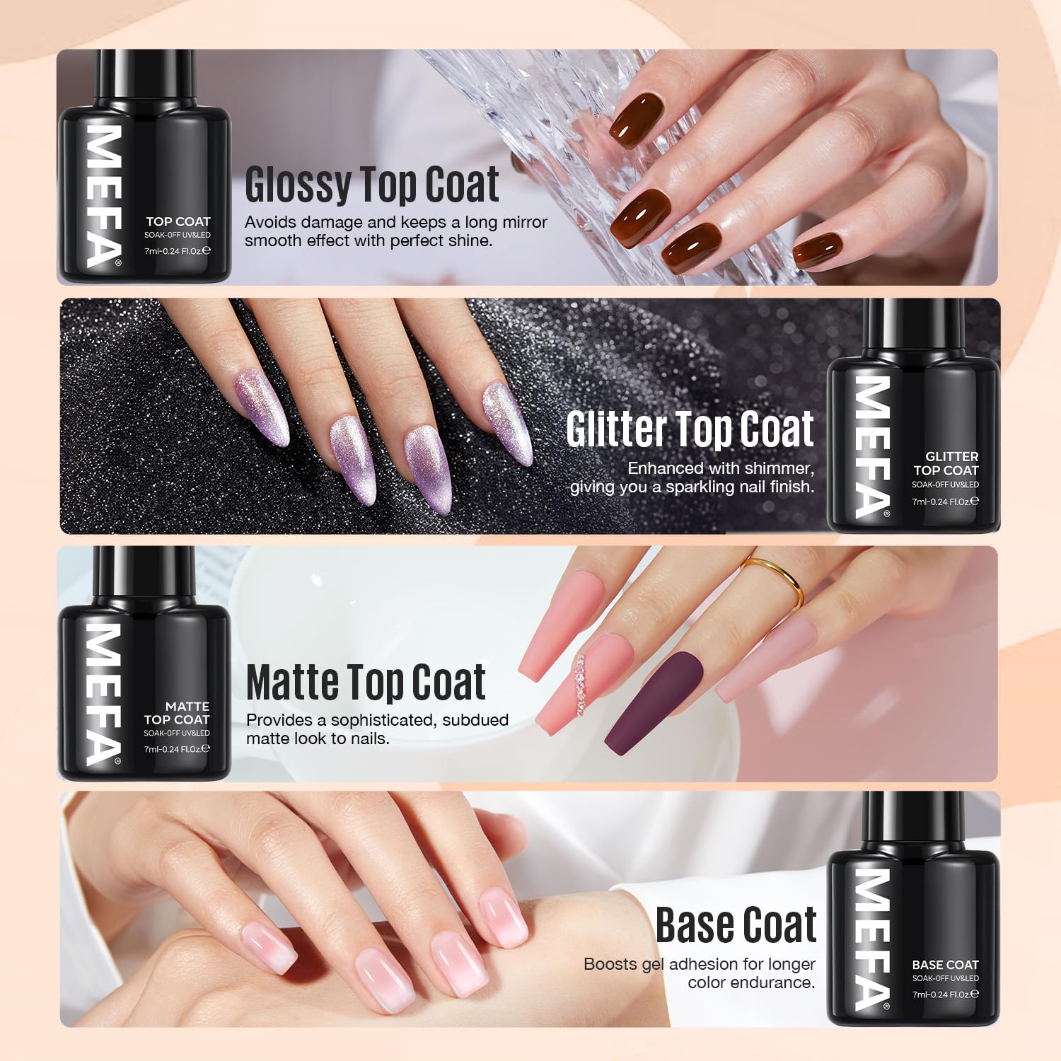 MEFA nail file set enables smooth shaping and precise edges.