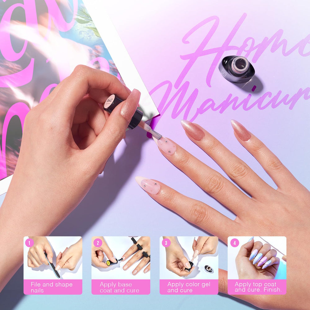MEFA soak-off gel nail polish enables easy removal at home.