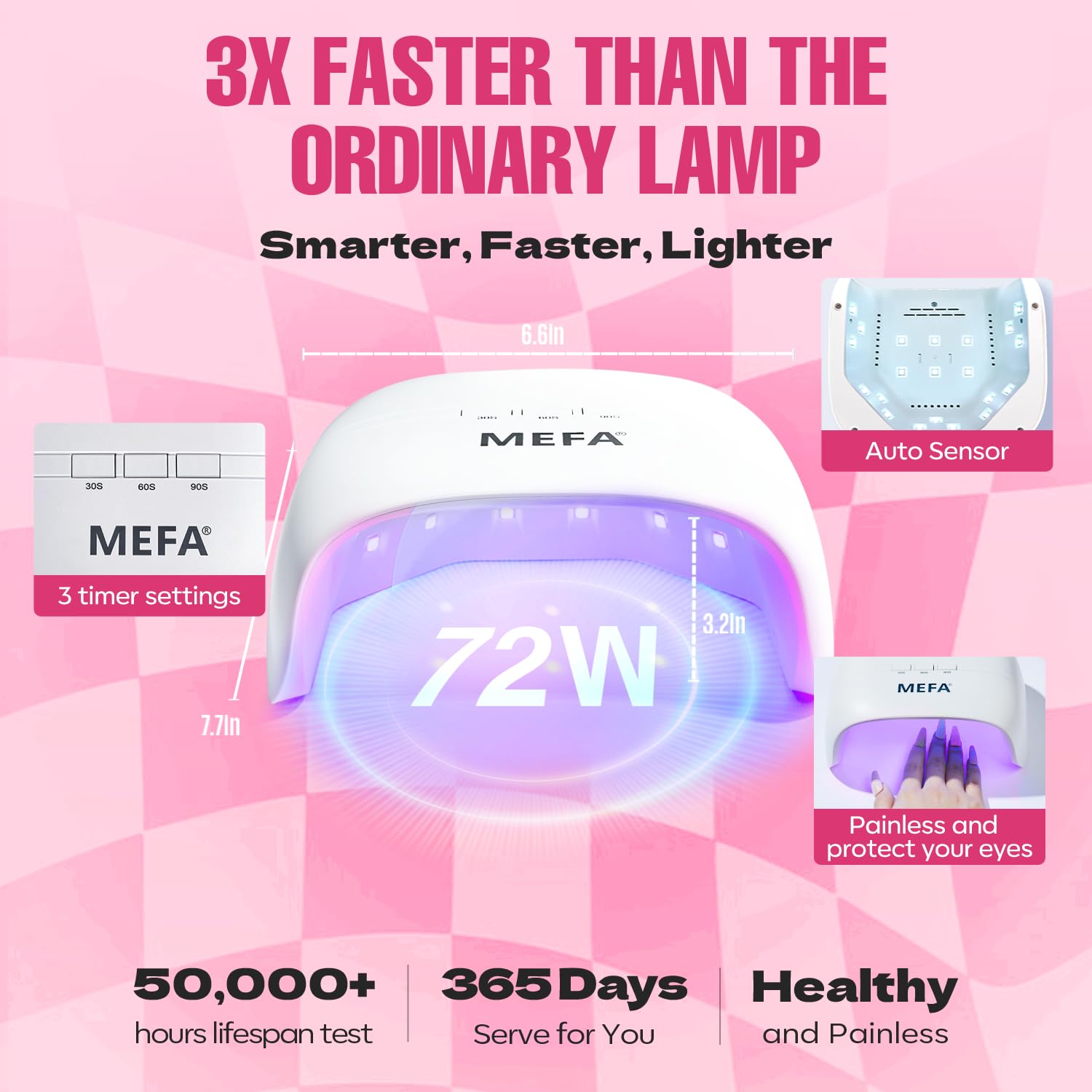 MEFA UV LED Lamp speeds curing with dual-wavelength tech for efficient nails
