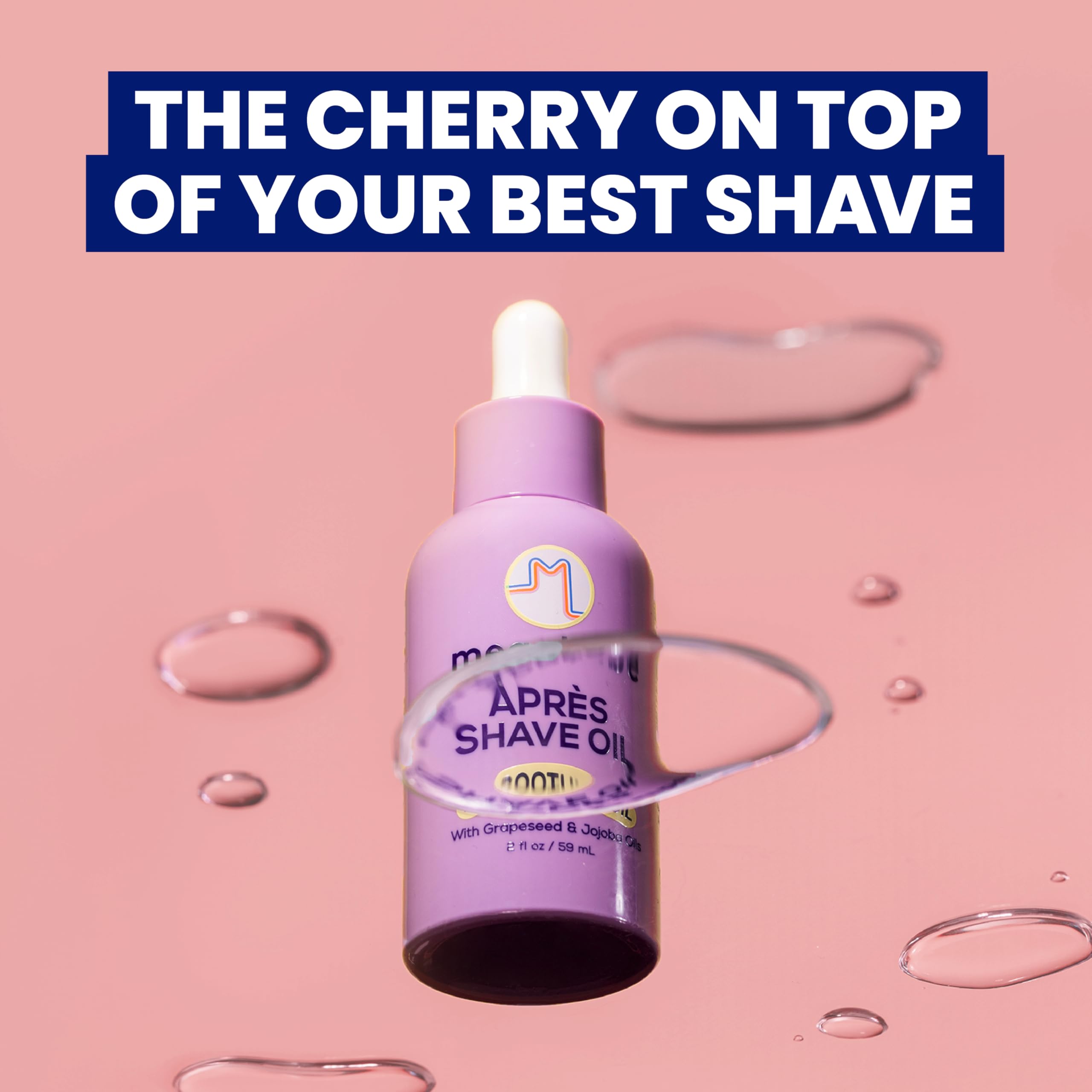 Megababe Après Shave Oil bottle label highlights clean ingredients and sustainability.