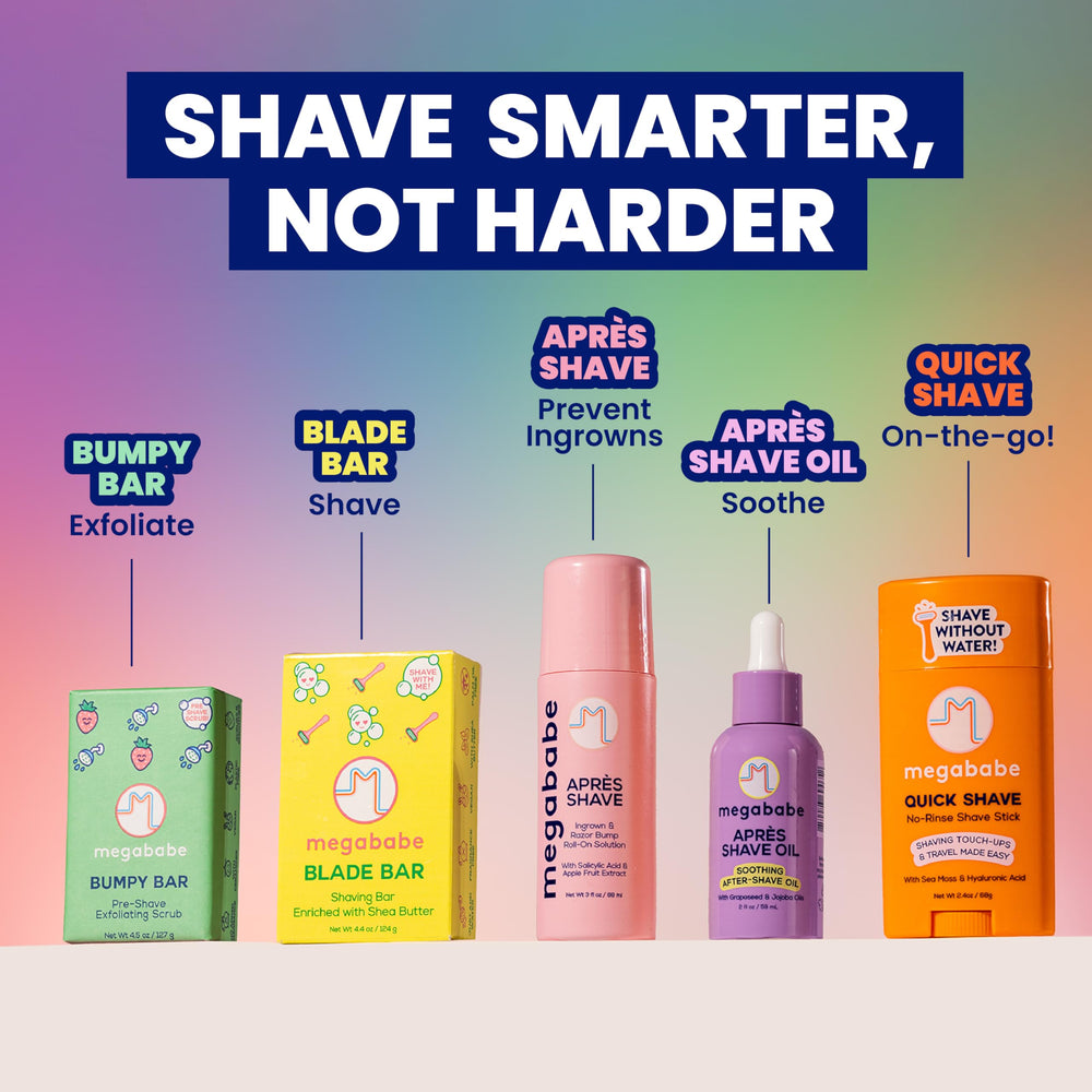 Megababe Après Shave Oil nourishes with vitamin E for skin resilience.