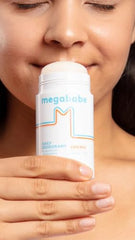 Megababe Daily Deodorant Aluminum-Free Badge shows clean, aluminum-free protection in a clear finish.