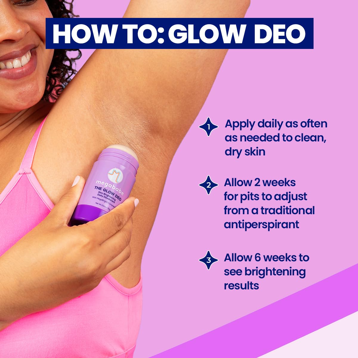 Dermatologist-approved Megababe Glow Deo suitable for sensitive skin
