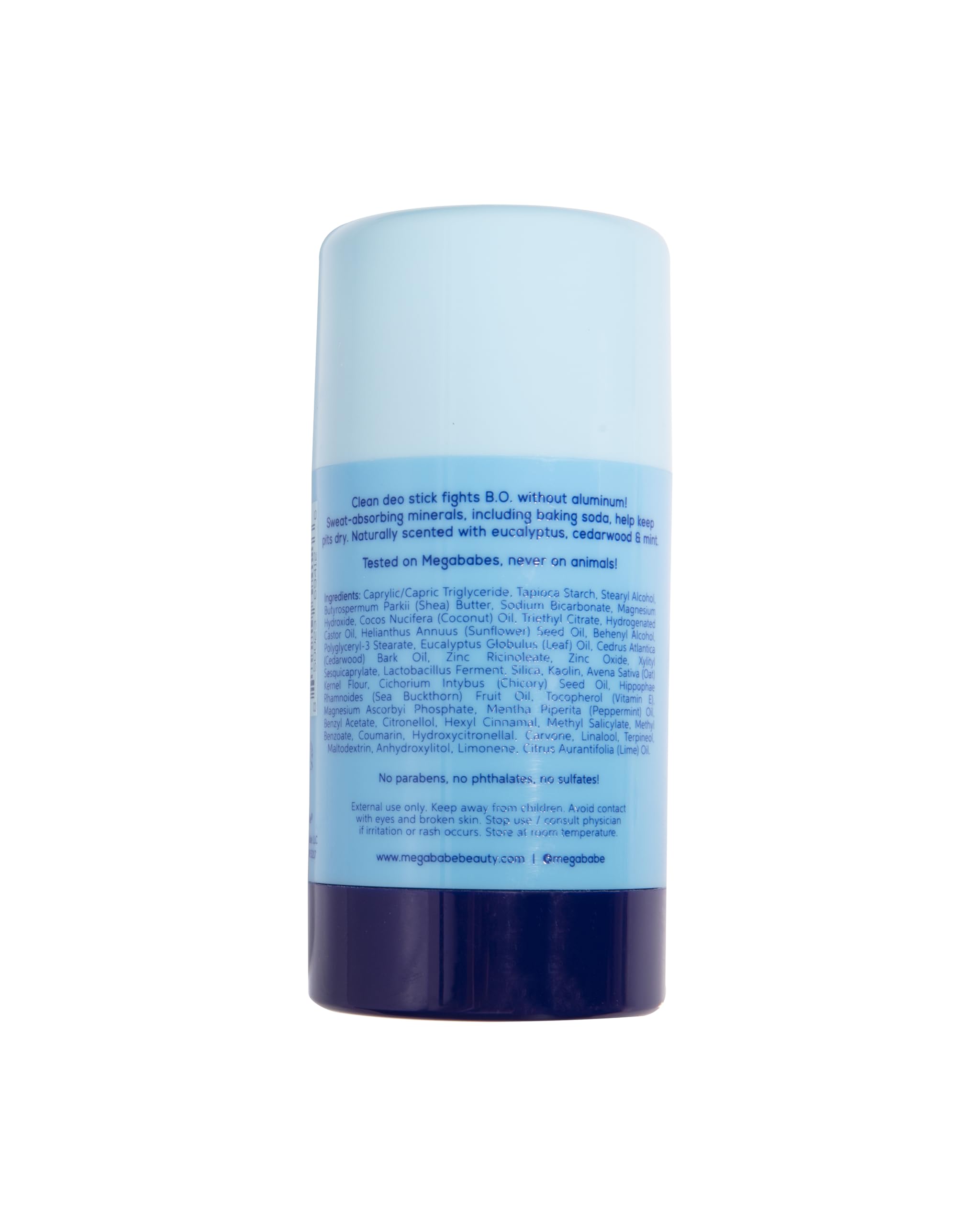 Megababe Daily Deodorant glide-on stick prevents tugging and crumbling for easy use.