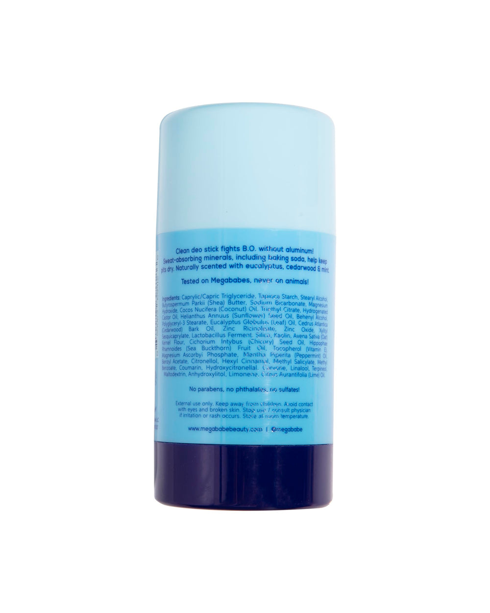 Megababe Daily Deodorant glide-on stick prevents tugging and crumbling for easy use.