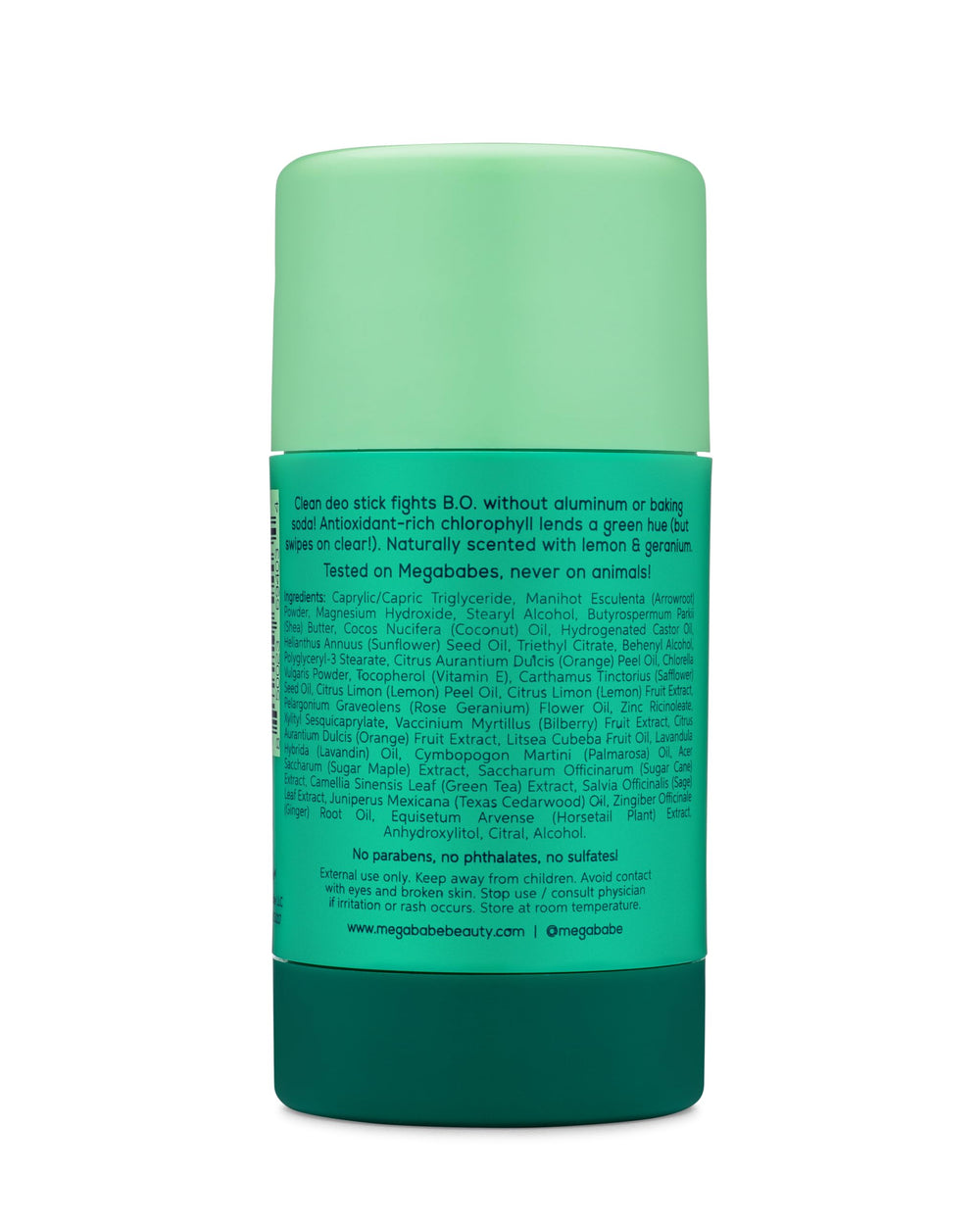 Megababe Daily Deodorant Green Deo aluminum-free and paraben-free packaging