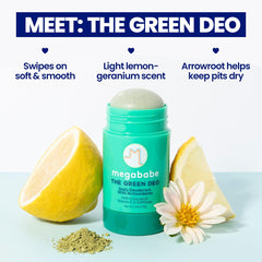 Megababe Daily Deodorant Green Deo close-up texture highlighting creamy glide-on formula