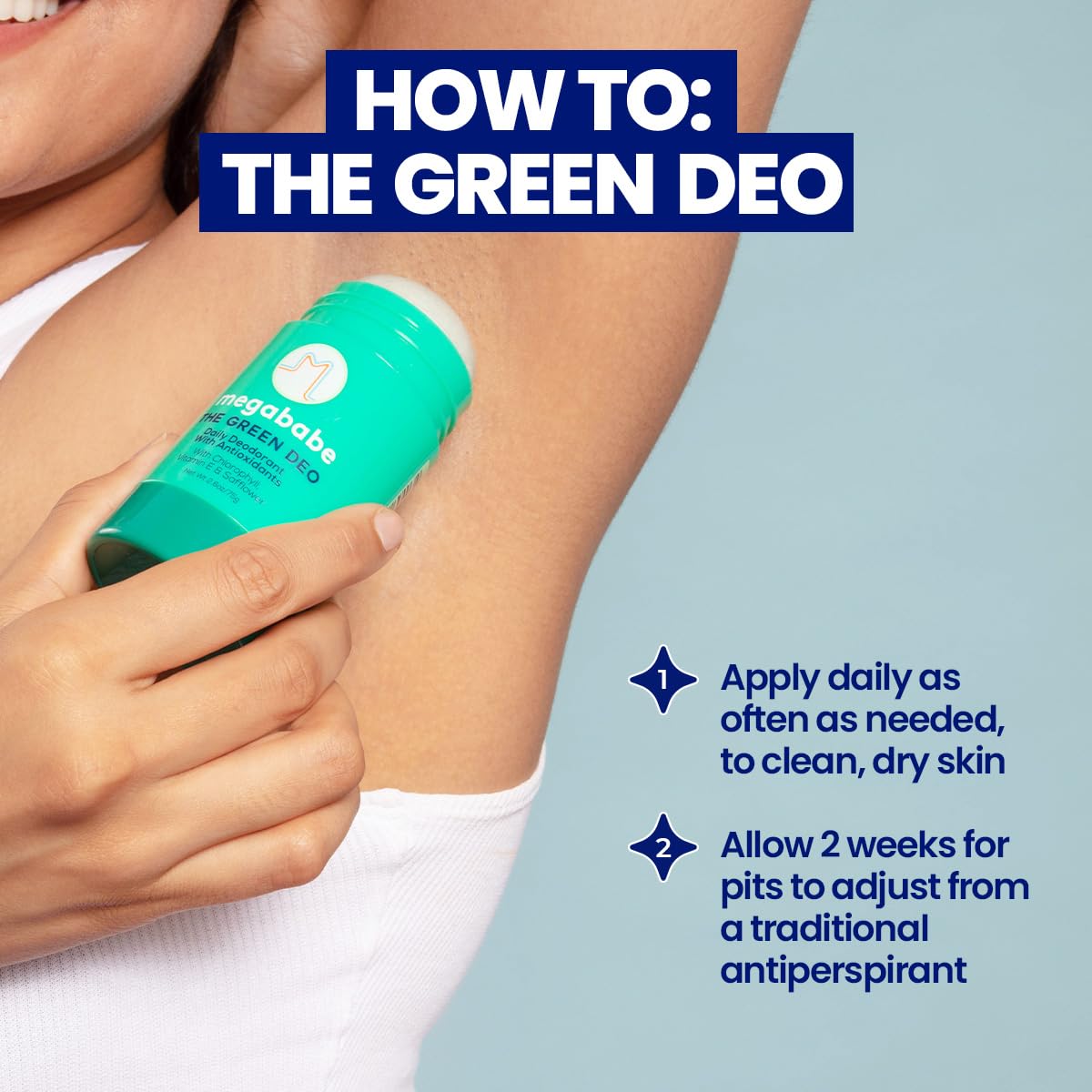 Megababe Daily Deodorant Green Deo geranium-lemon scent on skin