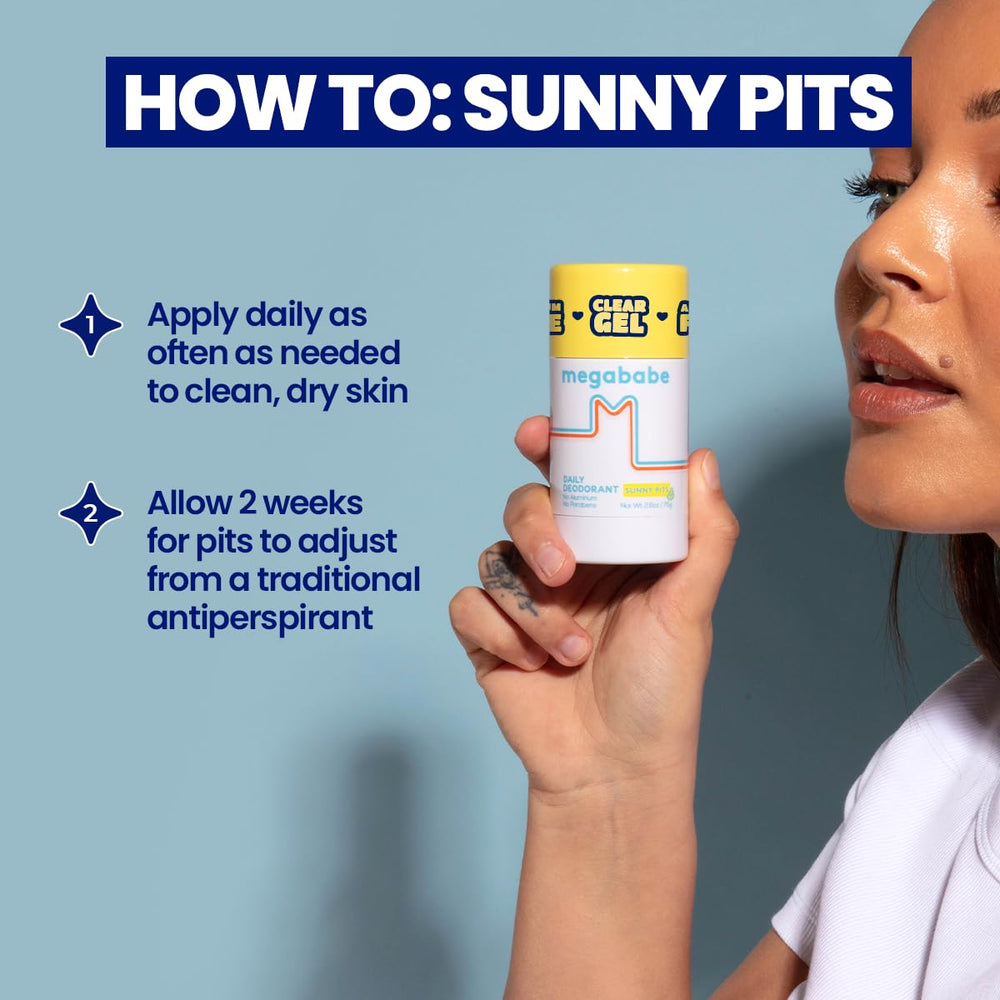 Megababe Daily Deodorant Sunny Pits ingredients image features plant enzymes and antioxidants